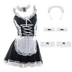 JasmyGirls Kadın Seksi Fransız Hizmetçi Kostümü Anime Cosplay İç Çamaşırı Kıyafetleri Rol Oyun Elbisesi Arsız Dantel Önlükler