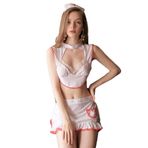 JasmyGirls Kadın Seksi Hemşire Kostümü Yaramaz Hizmetçi Kostümlü Oyun İç Çamaşırı Kıyafet Anime Doktor Roleplay Üniforması Mini Etek Beyaz