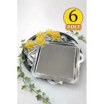 Jasper 6'Lı Gold Papatya Detaylı Gümüş Paslanmaz Çelik Sunum Tepsisi Çiçek Aksesuarlı 21 Cm