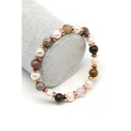 Jasper-İnci Doğal Taş Bileklik 8 Mm Küre Kesim - Blk-2312