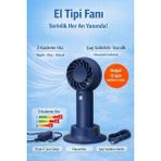 Jasper SR-0034 Lacivert Taşınabilir Standlı Serinletici Fan 3 Hız Ayarlı , Typ-C Şarjlı Fan Masaüstü Fan Vantilatör 2W-5V/1A