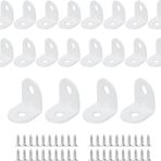 Jatiler 20 Adet Açı Braketleri 20*20 mm, Paslanmaz Çelik Açı Bağlayıcı 90 Derece L Şekli Köşe Braketi Mobilya Açısı Sabit Bağlı Masa Sandalyesi Kitaplık için 40 Vidalı - Beyaz