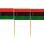 JAVD 100 Adet Afro ABD Bayrağı Kürdan Afrikalı Amerikan Bayrakları Küçük Mini Çubuk Cupcake Üstleri Afro ABD Bayrakları, Ülke Seçtikleri Parti Dekorasyon Kutlama Kokteyl Yemek Bar Kek Bayrakları