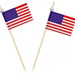 JAVD Amerikan ABD Bayrağı ABD Kürdan Bayrakları, Küçük Mini Stick Cupcake Toppers ABD Bayrakları, 4 Temmuz, Gaziler Günü, Ülke Seçtikleri Parti Dekorasyon Kutlama Kokteyl Yemek Bar Kek Bayrakları