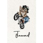 Jawad: Cahier personnalisé avec prénom Jawad | Cadeau d'anniversaire pour enfant, garçon, homme, copain ... | Chat à bicyclette | 110 pages lignée, Petit Format 6x9 pouces (15,24 x 22,86 cm)