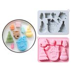 JAWSEU 2 adet Noel silikon pişirme kalıbı, şekerleme, çikolata, tereyağı, jöle, kurabiye, şekerleme, el sabunu, yapışmaz, pasta, pişirme aletleri, düğün, yıl dönümü, tatil, aile kutlaması için