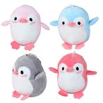 JAWSEU 4 adet çizgi film penguen pelüş kolye ucu sevimli penguen oyuncak bebek anahtarlık sırt çantası okul çantası anahtar el çantası için 12 cm, Siyah, M