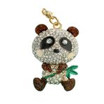 JAWSEU Kristal Panda Anahtarlık Hayvan Anahtarlık Yapay Elmas Sevimli Panda Tutan Bambu Anahtarlık Istakoz Kilitli Charm Anahtarlık Çanta Cüzdan için Kahverengi, Siyah, M