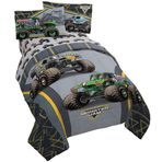 Jay franco Monster Jam MJ Life 5 Parça Tam Yatak Seti - Ters Çevrilebilir Yorgan ve Çarşaf Seti İçerir - Yatak Özellikleri Mezar Kazıcı, Max-D, Megalodon-Süper Yumuşak Mikrofiber-(Resmi Canavar Reçeli Ürünü)