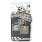 Jay Franco Star Wars Mandalorian Curious Child %100 Pamuk 3 Parçalı Nevresim Takımı 135 x 200 cm Tek Kişilik Yatak Boyutu - Nevresim + Lastikli Çarşaf 90 x 200 cm + Yastık Kılıfı 50 x 70 cm