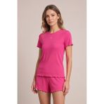 Jaya Viskon Ribana Kısa Şortlu Pijama Takımı / Pembe