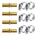 Jaydear 4 ADET 3/8 "(10mm) Bahçe Hortumu Tamir Kiti ile 8 ADET Paslanmaz Çelik Boru Kelepçesi, Su Hortumu Konektörü Barb Splicer Hortum Mender Bahçe Hortumu Onarım Parçaları Hava/Su/Yakıt/Yağ için