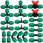 JAYEE 1/2 "Boru için 22 Adet Damla Sulama Bağlantı Elemanları Kiti, Yağmurlama Sistemi için Damlama Hattı Parçaları - 5 Tees, 5 Kaplin, 3 Dirsek, 3 Dikenli Kilit T Konnektör, 4 Uç Kapatma Fişi, 2