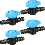 JAYEE Damla Sulama Vanası Boru Bağlantı Parçaları 1/2 ", 4 Adet Dikenli Anahtar Vanaları 1/2 İnç Damla Sulama Borusu için Damlama Hattı Parçaları (.225-.620" ID), Yağmurlama Sistemleri için Su