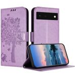 JayModCase Google Pixel 6 için Kılıf, PU Deri Cüzdan Kılıf, Kabartmalı Kart Bölmeli ve Manyetik Kilitli Stant Fonksiyonlu Kılıf Google 6 ile Uyumlu - Açık Mor