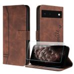 JayModCase Google Pixel 6 Pro için Kılıf [Ekran Koruyuculu], Deri Folyo Koruyucu Kılıf [Stand Fonksiyonu] [Kart Bölmesi] [Manyetik Kapatma] Pixel 6 Pro için Kılıf - Kahverengi