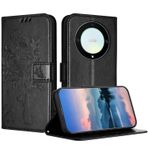 JayModCase Huawei Honor X9a / Magic 5 Lite için Kılıf, PU Deri Cüzdan Kılıf Kabartmalı Kart Bölmeli ve Manyetik Kilitli Stand Fonksiyonlu Huawei Honor X9a ile Uyumlu Kılıf - Siyah