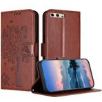 JayModCase Huawei P10 Plus için Kılıf, Kart Bölmeli ve Manyetik Kilitli Kabartmalı PU Deri Cüzdan Kılıf Huawei P10 Plus ile Uyumlu Kılıf - Kahverengi