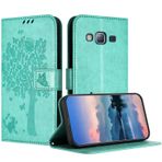 JayModCase Samsung Galaxy J7 2016 / J710 için Kılıf, PU Deri Cüzdan Kılıf Kabartmalı Kart Bölmeli ve Manyetik Kilitli Stant Fonksiyonlu Kılıf Samsung J7 2016 ile Uyumlu - Açık Yeşil