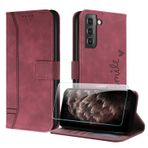JayModCase Samsung Galaxy S21 FE Kılıf, [1 Ekran Koruyucu] Kart Tutucu ile Birinci Sınıf Deri Kapaklı Cüzdan Kılıfı Galaxy S21 FE için Manyetik Kapatma Standı Fonksiyonu (Kırmızı)