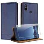 JayModCase Xiaomi mi 6X / A2 için kılıf ve koruyucu folyo, birinci sınıf deri kapaklı koruyucu kılıf [kart bölmeleri] [ayak] [darbeye dayanıklı] [mıknatıs] Xiaomi A2 için cep telefonu kılıfı - mavi