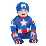 Jazwares Marvel Bebek Kaptan Amerika Kostümleri, Bebek Steve Rogers Süper Kahraman Erkek Cadılar Bayramı Kostümü - Resmi Lisanslı 12/18 Ay