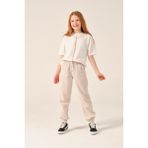 Jazziee Genç Kız Çocuk Çizgili Jogger Pantolon - Bej - 13 - 14 Yaş