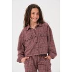 Jazziee Genç Kız Çocuk Ekose Desenli Ceket - Bordo - 8 - 9 Yaş
