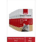 Jazzy Zero Grain Kedi Maması Etli Poşet 80 gr X 8 Adet