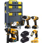 JCB 18V 6 Parça Akülü El Aleti Seti - 2 Ad. 2.0 Ah + 2 Ad. 4.0 Ah Li-Ion Batarya + 2 Ad. Şarj Cihazı
