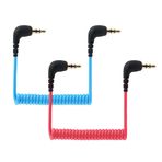 JCMOYUTY DJI Mic 2 için Kamera Ses Kablosu 3.5mm TRS, DJI Mic 1 & Rode Kablosuz GO II, Pro, ME Mircophone Coiled Çift 3.5mm TRS Yama Adaptörü Kablosu Ses Kablosu Kam