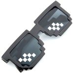 JDD Thug Life Güneş Gözlüğü Klasik Siyah Retro Stil 8 Bit Piksel Güneş Tonları Pikselli Gözlük Unisex Erkekler Kadınlar Erkek Kız Partiler için Komik Şaka Fotoğraf Havalı Yaşam Parti Sahne, Siyah, XL