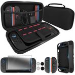 JDGPOKOO Case Compatible with Nintendo Switch 2, 10 in 1 Switch 2 Accessories Bundle Kit with Carrying Case, Protective Case Cover, Screen Protector and 4pcs Thumb Grips Caps