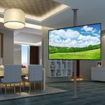 JDJXYNSRT Elektrikli TV tutucu, ayarlanabilir, eğilebilir TV tutucu, 360 derece dönebilen çerçeve zemin standı, VESA 600 x 400 mm içinde, 45,5 kg / 100,3 lbs (kaldırma 1095 – 1350 mm)