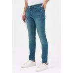 jean black Erkek Yeşil Yıkamalı Slim Fit Dar Kesim Pamuklu Esnek Likralı Denim Jean Kot Pantolon