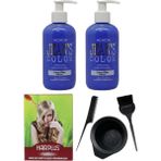 JEAN'S COLOR Saç Boyası Deli Mavi 250 ml 2AD, Saç Açıcı ve Fluweel Saç Boya Kabı Seti