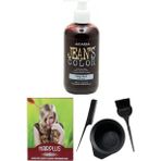 JEAN'S COLOR Saç Boyası Koyu Kızıl 250 ml, Saç Açıcı ve Fluweel Saç Boya Kabı Seti