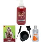 JEAN'S COLOR Saç Boyası Pembe 250 ml , Saç Açıcı, Boya Temizleyici ve Fluweel Boya Seti