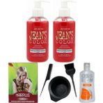 Jean's Color Saç Boyası Somon 250 Ml 2adet Saç Açıcı Boya Temizleyici Ve Fluweel Boya Seti 869900100949697