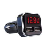 Jebsens 4.8A 24W Çift USB Araç Şarj Cihazı Volt Metre Araç Akü Monitörü LED Voltaj ve Amper Ekranlı Kırmızı LED, Çakmak Voltaj Ölçer, iPhone 15 Pro Max Samsung Galaxy S24 ile Uyumlu