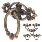 JECOMPRIS 1 set çekmece kulpu retro mobilya kulpları donanım çekmecesi düzenleyici Vintage komodin düğmesi dolap kapı kolu alaşım düşme halkası kulpları komodin çeker düğmeler çinko alaşım 6 adet