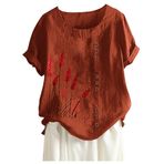 JECTZ Kadın Yarasa Kol Üst Bluz Kadınlar için Kısa Kollu V Yaka Düğmeli Zarif Temel Tişört Gömlek Tunik Siyah Yeşil Haki Pembe Kırmızı Beyaz S M L XL XXL, kırmızı, S