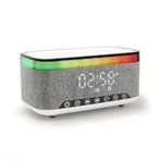 Jedel Bluetooth Hoparlör Kablosuz Şarj Özellikli Masa Saati, Gece Lambası, Çalar Saat