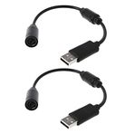 Jedihra Xbox 360 Kablolu Kumandalar için 2 Paket Yedek Dongle USB Ayrılma Kablosu, Xbox 360 için Uzatma Adaptörü Kablosu (2, 2'li Paket Siyah)