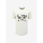 Jeep Bisiklet Yaka Baskılı Kırık Beyaz Erkek T-Shirt J4SM-TST7237 - 2XL