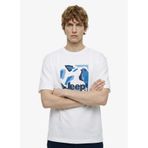 Jeep Bisiklet Yaka Baskılı Kırık Beyaz T-Shirt, S, 5003328131, Kırık Beyaz, Erkek