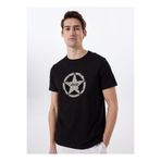 Jeep Bisiklet Yaka Baskılı Siyah Erkek T-Shirt J5SM-TST7378