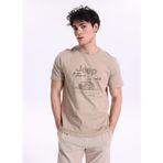 Jeep Bisiklet Yaka Baskılı T-Shirt, S, 5003328072, Bej, Erkek