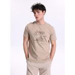 Jeep Bisiklet Yaka Baskılı T-Shirt, S, 5003328072, Bej, Erkek
