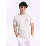 Jeep Bisiklet Yaka Baskılı T-Shirt, S, 5003328083, Taş, Erkek